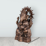 Laddu Ganesh Murti - 13 x 8 Inches | Copper Oxidised Ganpati Idol/ Vinayaka Statue for Pooja/ 1.330 Kgs - Retail Maharaj
