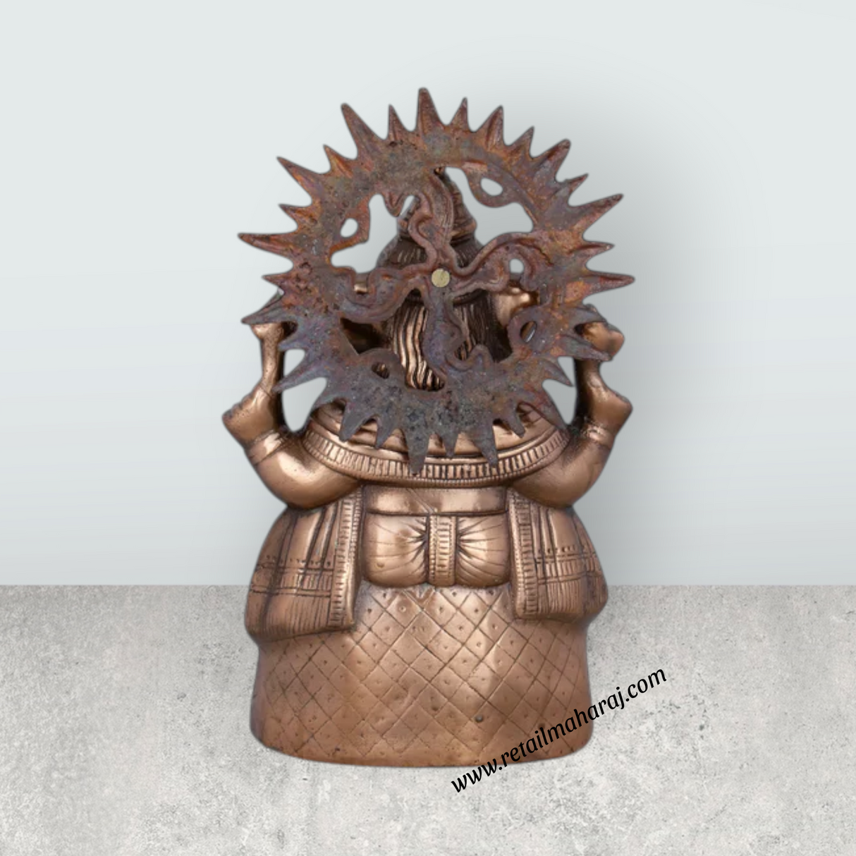 Laddu Ganesh Murti – 13 x 8 Inches Copper Oxidised Ganpati Idol for Pooja - Retail Maharaj