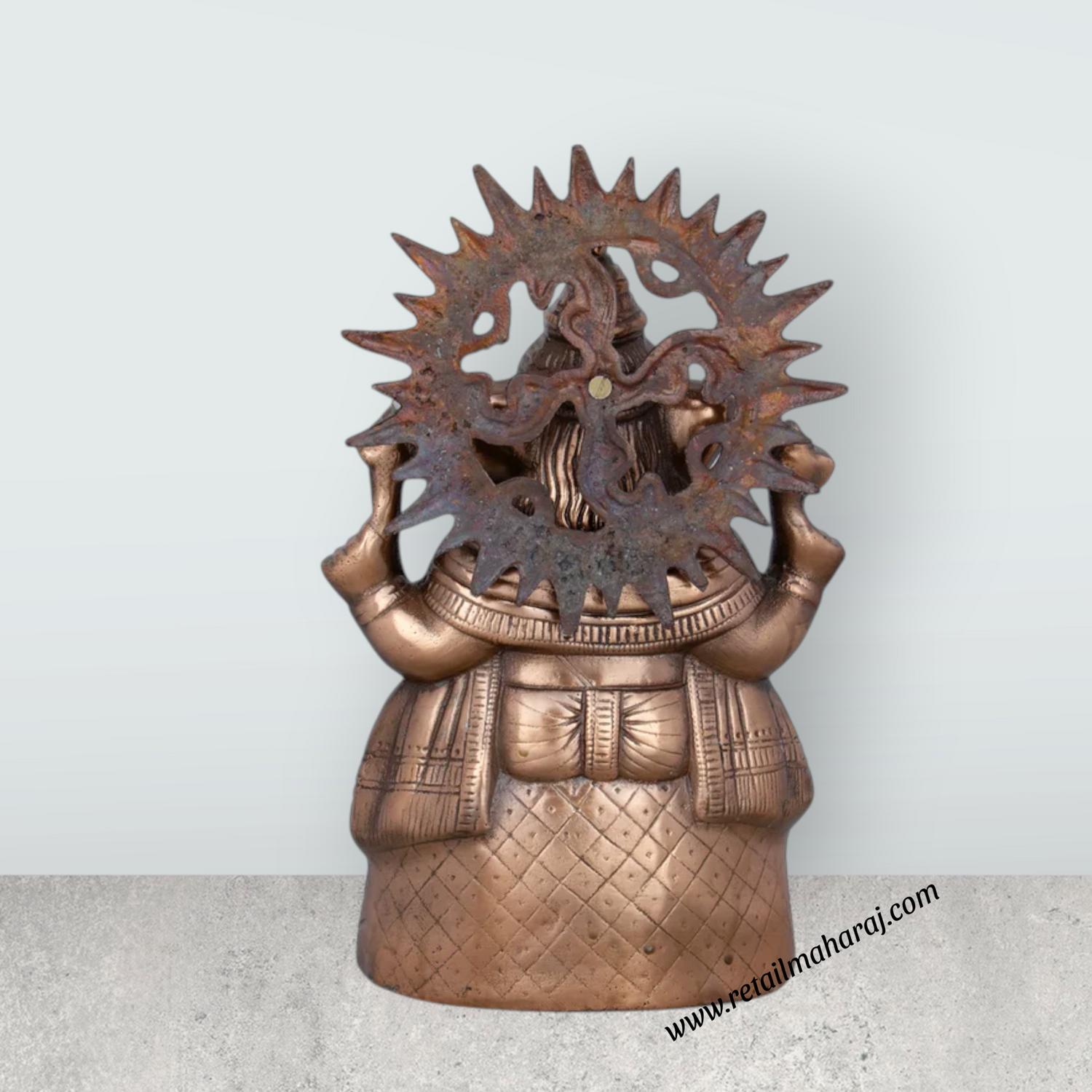 Laddu Ganesh Murti - 13 x 8 Inches | Copper Oxidised Ganpati Idol/ Vinayaka Statue for Pooja/ 1.330 Kgs - Retail Maharaj