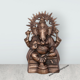 Laddu Ganesh Murti - 13 x 8 Inches | Copper Oxidised Ganpati Idol/ Vinayaka Statue for Pooja/ 1.330 Kgs - Retail Maharaj