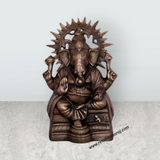 Laddu Ganesh Murti – 13 x 8 Inches Copper Oxidised Ganpati Idol for Pooja - Retail Maharaj