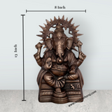 Laddu Ganesh Murti - 13 x 8 Inches | Copper Oxidised Ganpati Idol/ Vinayaka Statue for Pooja/ 1.330 Kgs - Retail Maharaj