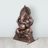 Ganesh Murti - 14 x 8 Inches | Copper Oxidised Ganpati Idol/ Vinayaka Statue for Pooja/ 1.400 Kgs Approx - Retail Maharaj