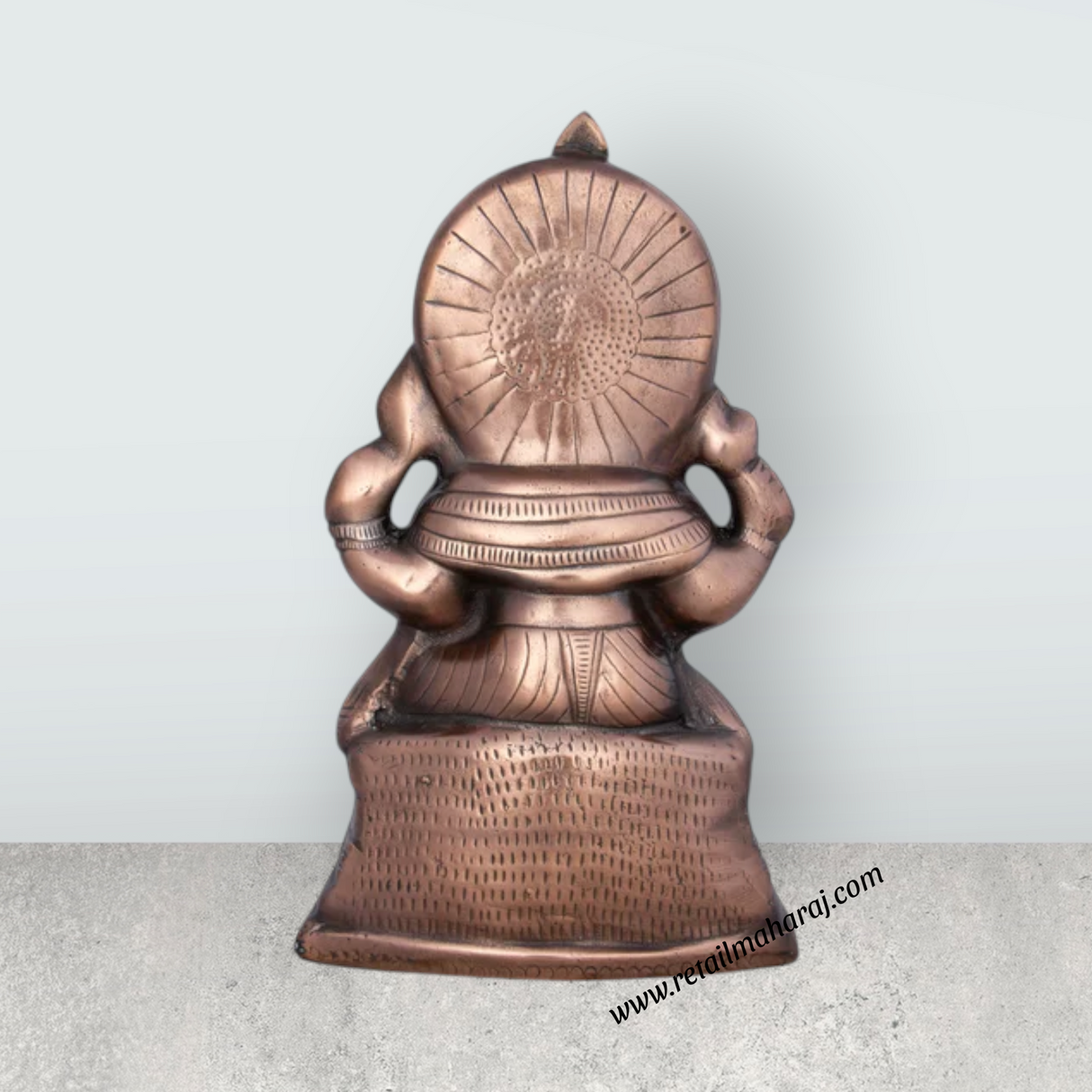Ganesh Murti - 14 x 8 Inches | Copper Oxidised Ganpati Idol/ Vinayaka Statue for Pooja/ 1.400 Kgs Approx - Retail Maharaj