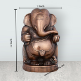 Appu Ganesh Murti - 12 x 7 Inches | Copper Oxidised Ganpati Idol/ Vinayaka Statue for Pooja/ 1.460 Kgs Approx - Retail Maharaj