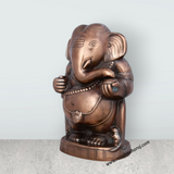 Appu Ganesh Murti - 12 x 7 Inches | Copper Oxidised Ganpati Idol/ Vinayaka Statue for Pooja/ 1.460 Kgs Approx - Retail Maharaj