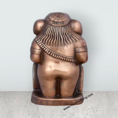 Appu Ganesh Murti - 12 x 7 Inches | Copper Oxidised Ganpati Idol/ Vinayaka Statue for Pooja/ 1.460 Kgs Approx - Retail Maharaj