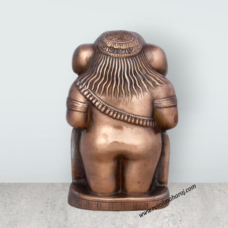 Appu Ganesh Murti - 12 x 7 Inches | Copper Oxidised Ganpati Idol/ Vinayaka Statue for Pooja/ 1.460 Kgs Approx - Retail Maharaj