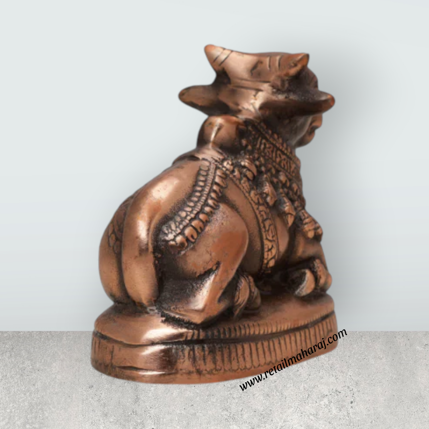 Nandi Statue - 6 x 7 Inches | Copper Oxidised Nandhi Statue/ Nandi Idol for Pooja - Retail Maharaj