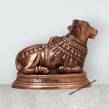 Nandi Statue - 8 x 9 Inches | Copper Oxidised Nandhi Statue/ Nandi Idol for Pooja - Retail Maharaj