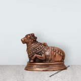 Nandi Statue - 8 x 9 Inches | Copper Oxidised Nandhi Statue/ Nandi Idol for Pooja - Retail Maharaj