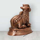 Nandi Statue - 8 x 9 Inches | Copper Oxidised Nandhi Statue/ Nandi Idol for Pooja - Retail Maharaj