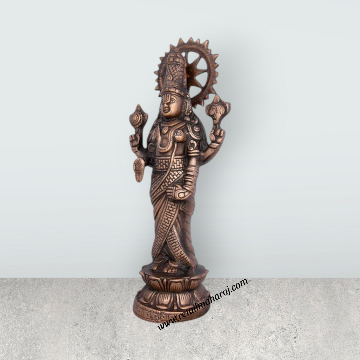Standing Balaji Murti - 16 x 7 Inches | Copper Oxidised Balaji Idol/ Balaji Statue for Home Decor/ 1.100 Gms - Retail Maharaj