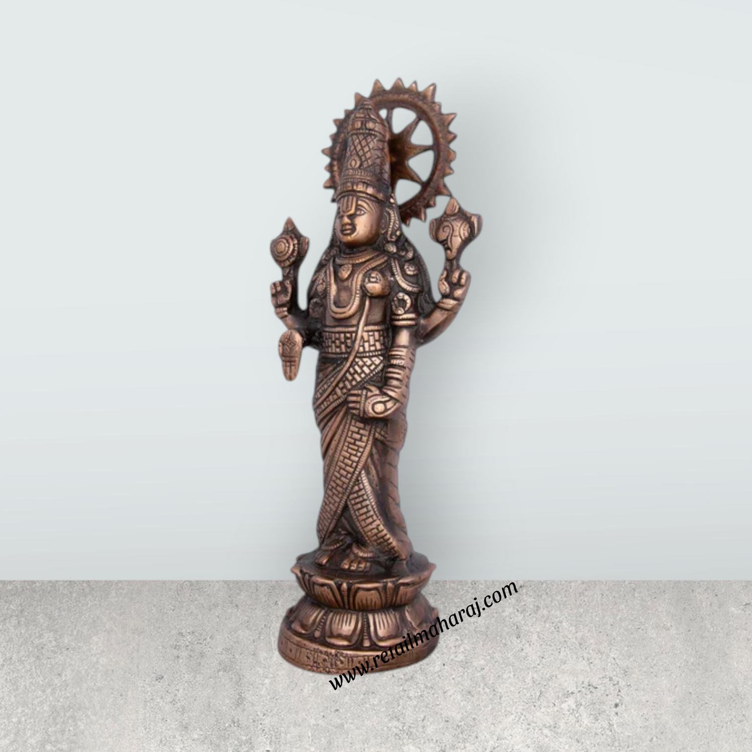 Standing Balaji Murti - 16 x 7 Inches | Copper Oxidised Balaji Idol/ Balaji Statue for Home Decor/ 1.100 Gms - Retail Maharaj