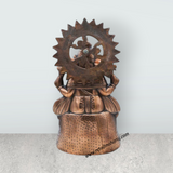 Ganesh Murti Sitting On Base - 19 X 10.5 Inches | Copper Oxidised Vinayaka Idol/ Ganpati Murti For Worship - Retail Maharaj