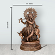 Krishna Murti - 28 x 10 Inches | Copper Oxidised Murti/ Cow Krishna Idol/ Standing Krishna Statue for Pooja/ 3.960 Kgs - Retail Maharaj