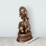 Krishna Murti - 28 x 10 Inches | Copper Oxidised Murti/ Cow Krishna Idol/ Standing Krishna Statue for Pooja/ 3.960 Kgs - Retail Maharaj