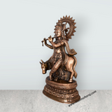 Krishna Murti - 28 x 10 Inches | Copper Oxidised Murti/ Cow Krishna Idol/ Standing Krishna Statue for Pooja/ 3.960 Kgs - Retail Maharaj