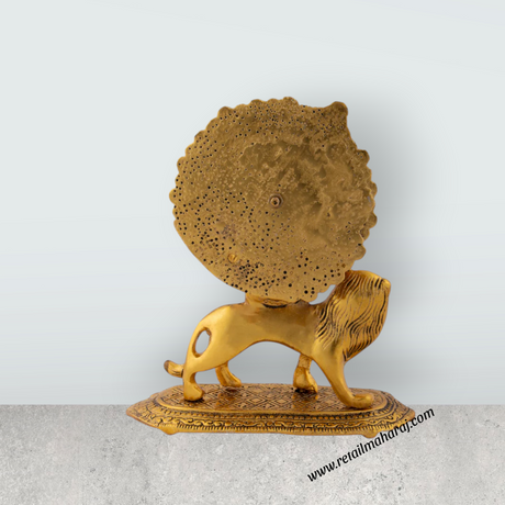 Durga Murti - 7.5 x 7 Inches | Aluminium Idol/ Gold Antique Durga Mata for Pooja/ 800 Gms Approx - Retail Maharaj