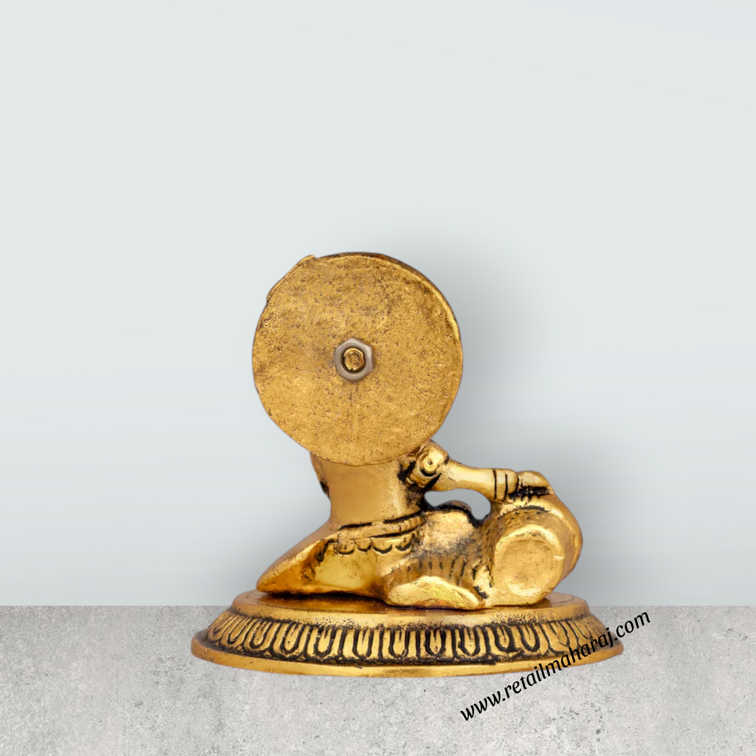 Butter Krishna Idol - 3 x 3.5 Inches | Aluminium Krishna Idol/ Gold Polish Krishna Statue for Pooja/ 180 Gms - Retail Maharaj