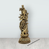 Radha Standing On Base Murti – Antique Brass Idol / Radha Statue for Home & Pooja (9 x 3 Inches) - Retail Maharaj