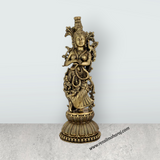 Radha Standing On Base Murti – Antique Brass Idol / Radha Statue for Home & Pooja (9 x 3 Inches) - Retail Maharaj