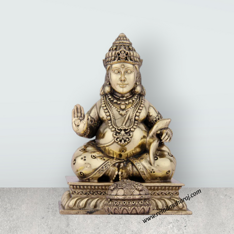 Kubera Statue - 5 x 3.75 Inches | Brass Idol/ Kuber Murti for Pooja/ 420 Gms Approx - Retail Maharaj