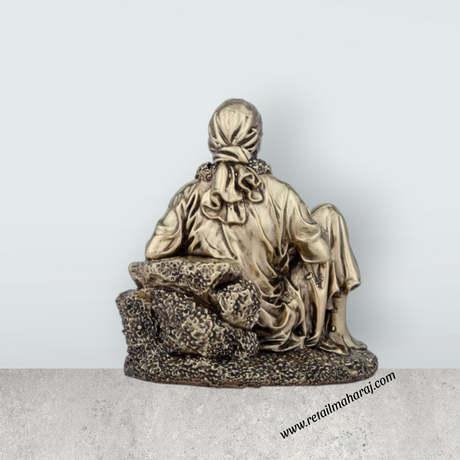 Saibaba Statue - 4 x 3.25 Inches | Saibaba Sitting Idol/ Brass Idol/ Sai Baba Vigraham for Pooja/ 280 Gms Approx - Retail Maharaj