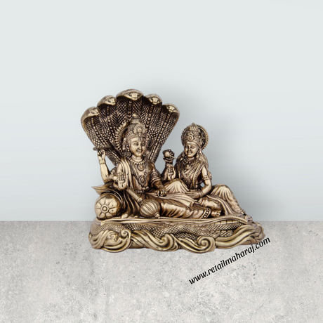 Laxmi Vishnu Idol - 5 x 5 Inches | Vishnu Lakshmi Sheshnag Statue/ Brass Idol for Pooja/ 565 Gms Approx - Retail Maharaj
