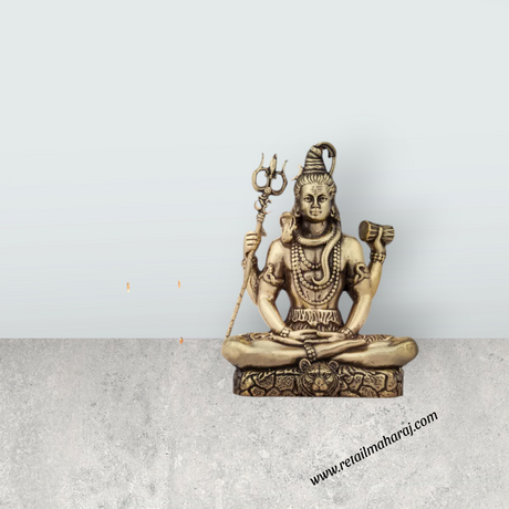 Shivan Statue - 5 x 3.5 Inches | Sitting Shiva Murti/ Brass Idol/ 330 Gms Approx - Retail Maharaj