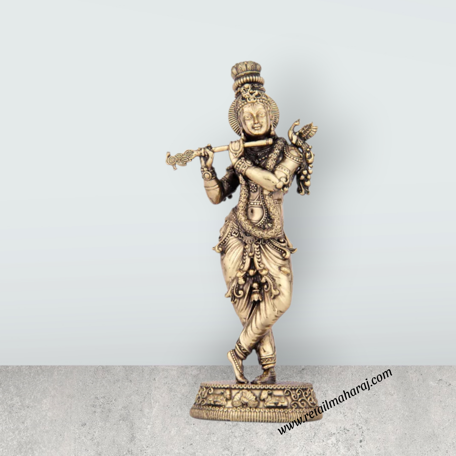 Krishnan Statue - 5 x 2.5 Inches | Brass idol/ Krishna Flute Statue for Pooja/ 155 Gms Approx - Retail Maharaj