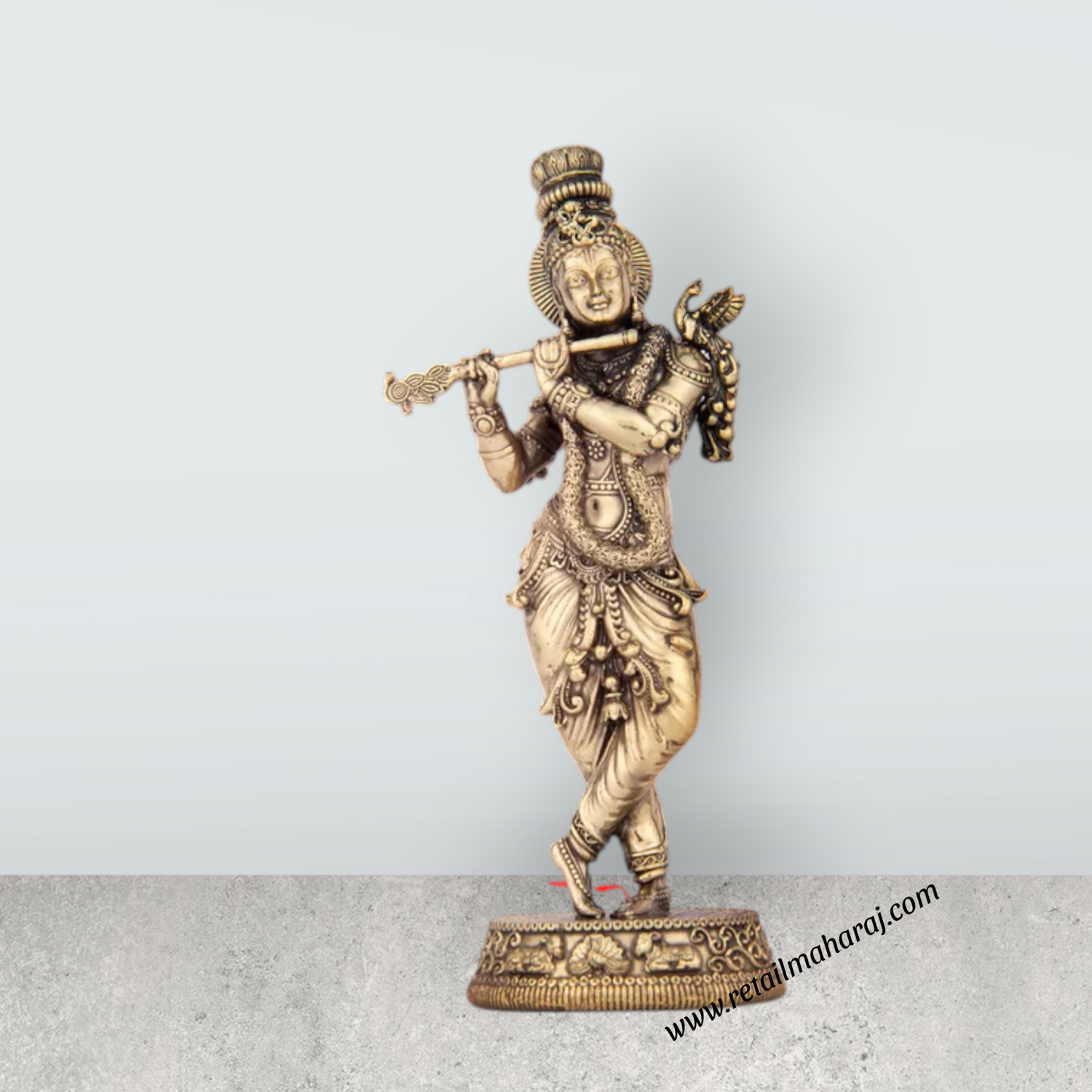 Krishnan Statue - 5 x 2.5 Inches | Brass idol/ Krishna Flute Statue for Pooja/ 155 Gms Approx - Retail Maharaj