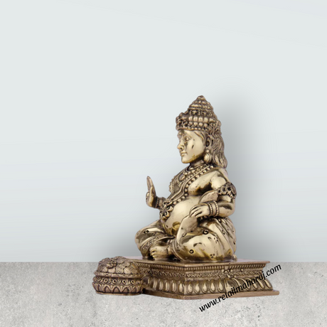 Kubera Statue - 3 x 2 Inches | Kuber Murti/ Brass Idol/ Kuberan Idol for Pooja/ 120 Gms Approx - Retail Maharaj