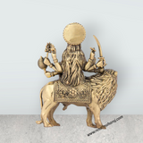 Durga Devi - 5 x 3.75 Inches | Durga Statue Sitting On Lion/ Brass Idol for Pooja/ 285 Gms Approx
