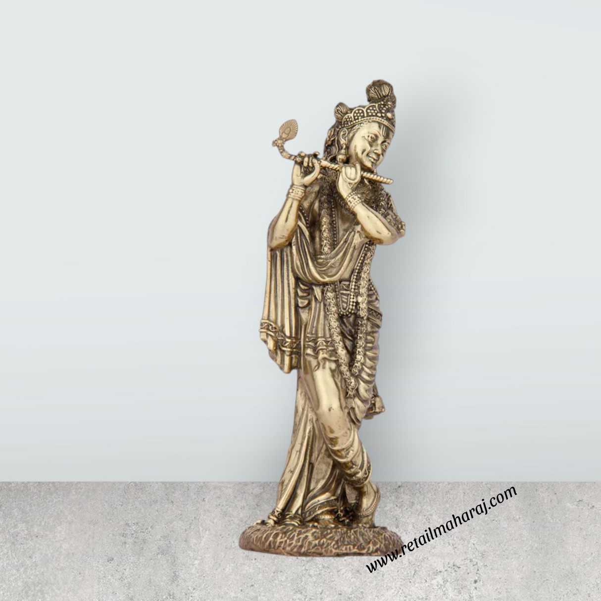 Krishnan Statue - 6 x 1.5 Inches | Brass idol/ Krishna Flute Statue for Pooja/ 230 Gms Approx