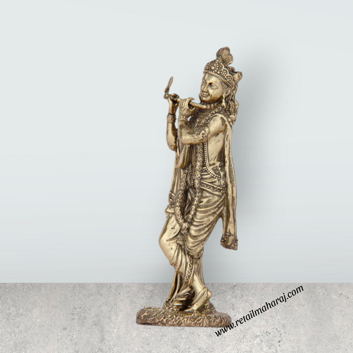 Krishnan Statue - 6 x 1.5 Inches | Brass idol/ Krishna Flute Statue for Pooja/ 230 Gms Approx