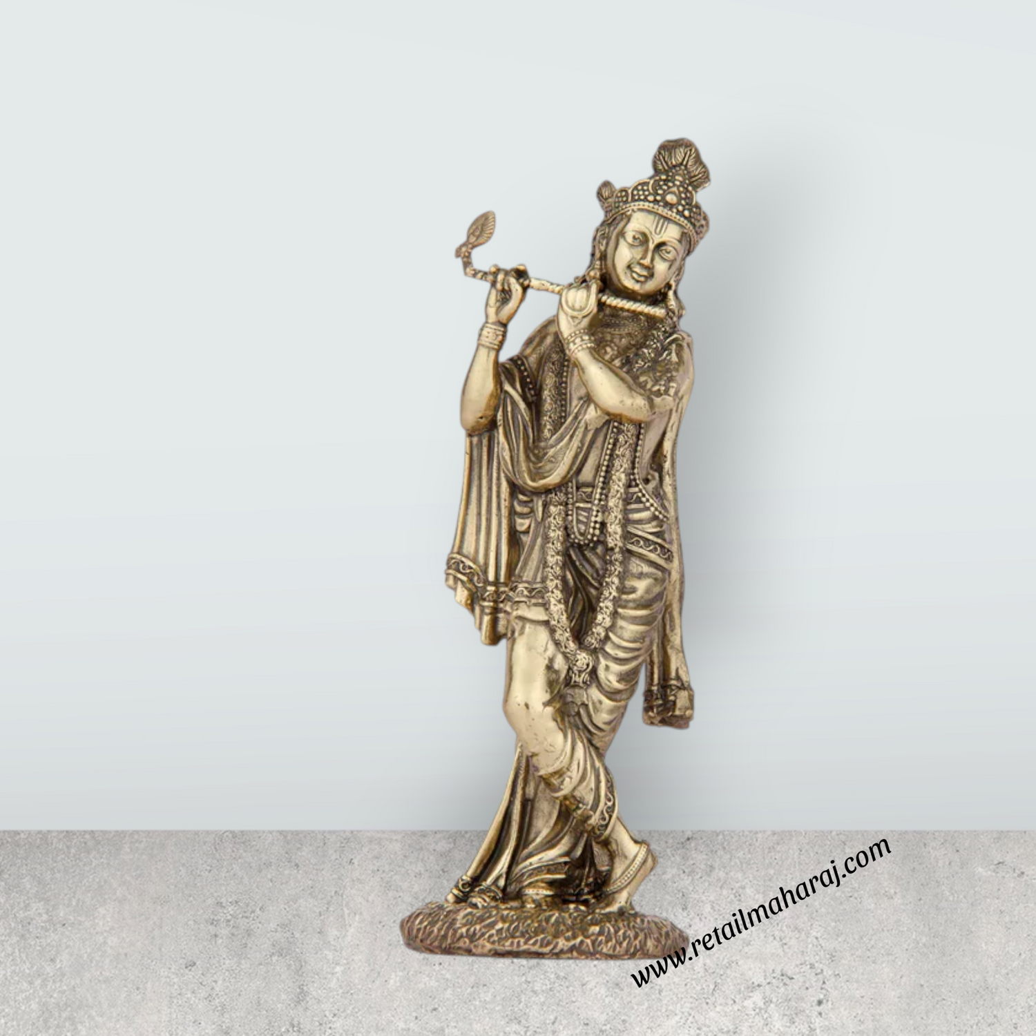 Krishnan Statue - 6 x 1.5 Inches | Brass idol/ Krishna Flute Statue for Pooja/ 230 Gms Approx
