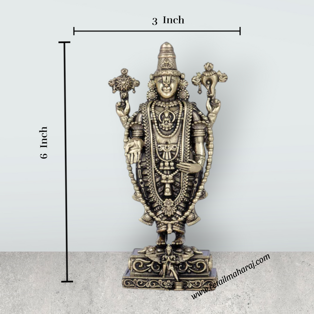 Balaji Murti - 6 x 3 Inches | Brass Idol/ Balaji Idol for Pooja/ 355 Gms Approx - Retail Maharaj