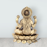 Laxmi Devi Statue - 5 x 3.75 Inches | Brass Idol/ Lakshmi Statue Sitting On Lotus/ 400 Gms Approx - Retail Maharaj