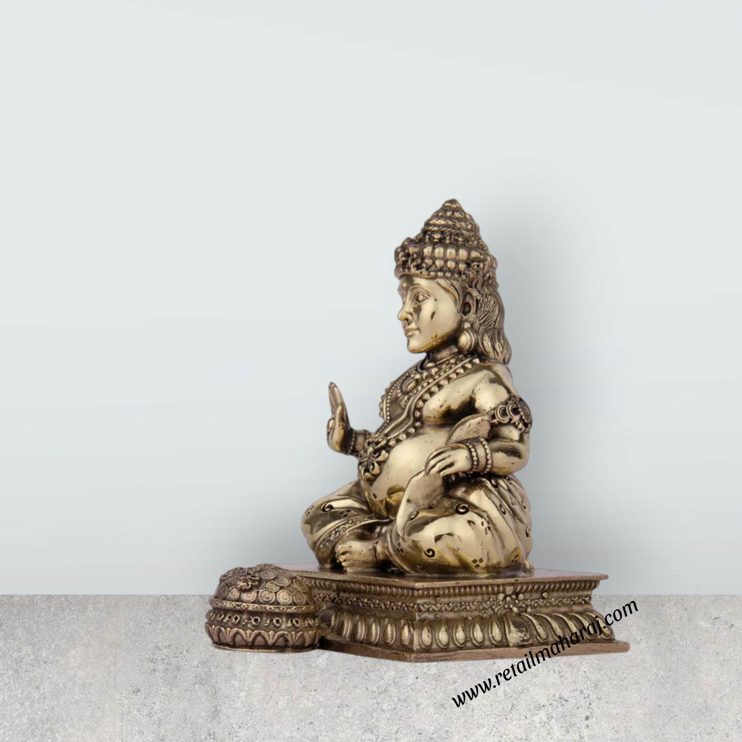 Kubera Statue - 4 x 2 Inches | Kuber Murti/ Brass Idol/ Kuberan Idol for Pooja/ 205 Gms Approx - Retail Maharaj