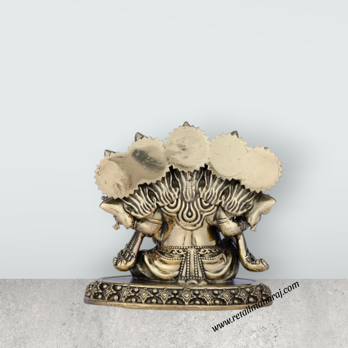 Ganesh Murti with 5 Face - 4 x 4.25 Inches | Brass Vinayaka Idol/ Ganpati Murti for Pooja/ 560 Gms Approx - Retail Maharaj