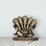Ganesh Murti with 5 Face - 4 x 4.25 Inches | Brass Vinayaka Idol/ Ganpati Murti for Pooja/ 560 Gms Approx - Retail Maharaj