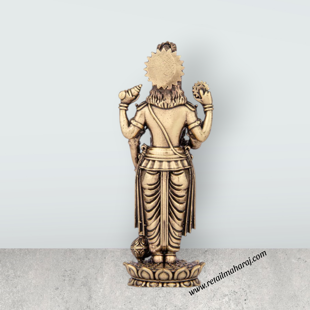 Vishnu Murti - 5 x 2 Inches | Brass Vishnu Idol/ Vishnu Statue for Pooja/ 180 Gms Approx - Retail Maharaj