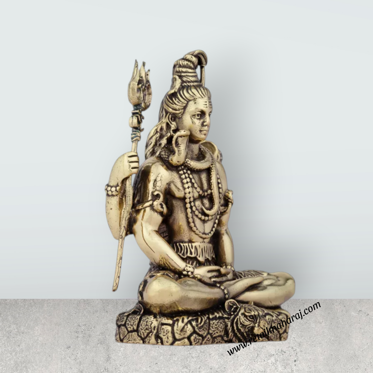 Shivan Statue - 4 x 2.25 Inches | Sitting Shiv Statue/ Brass Idol for Pooja/ 180 Gms - Retail Maharaj