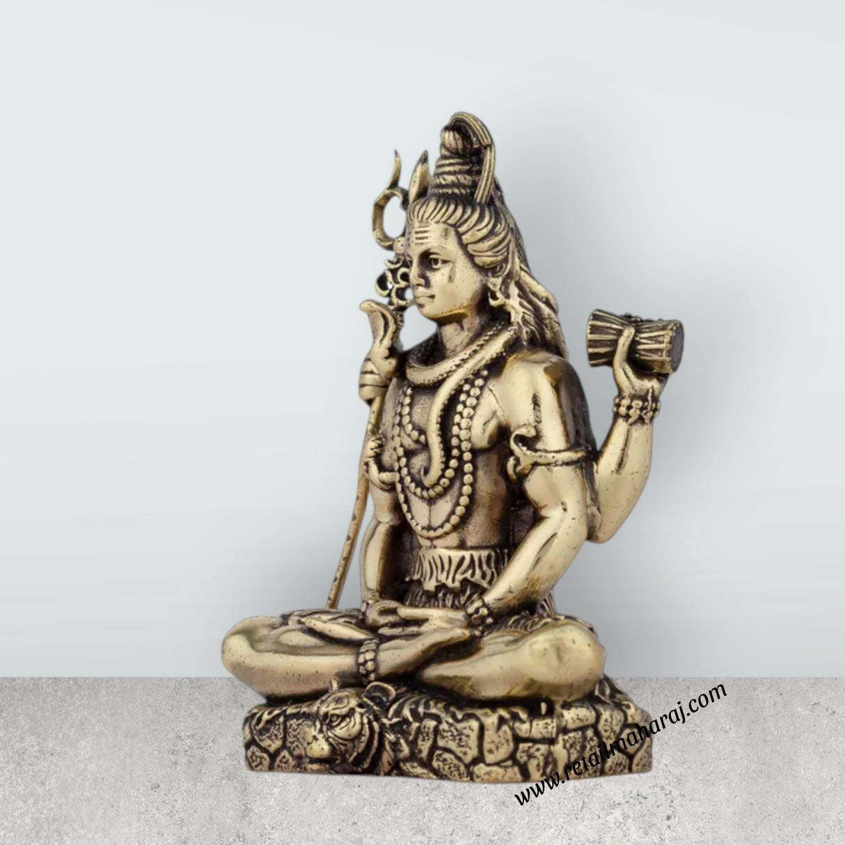 Shivan Statue - 4 x 2.25 Inches | Sitting Shiv Statue/ Brass Idol for Pooja/ 180 Gms - Retail Maharaj