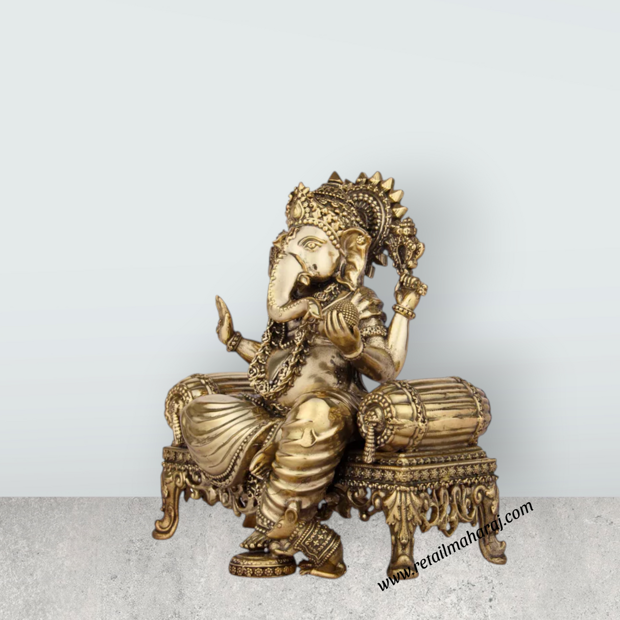 Ganesh Murti - 5.5 x 5.5 Inches | Brass Idol/ Vinayaka Idol for Pooja/ 875 Gms Approx