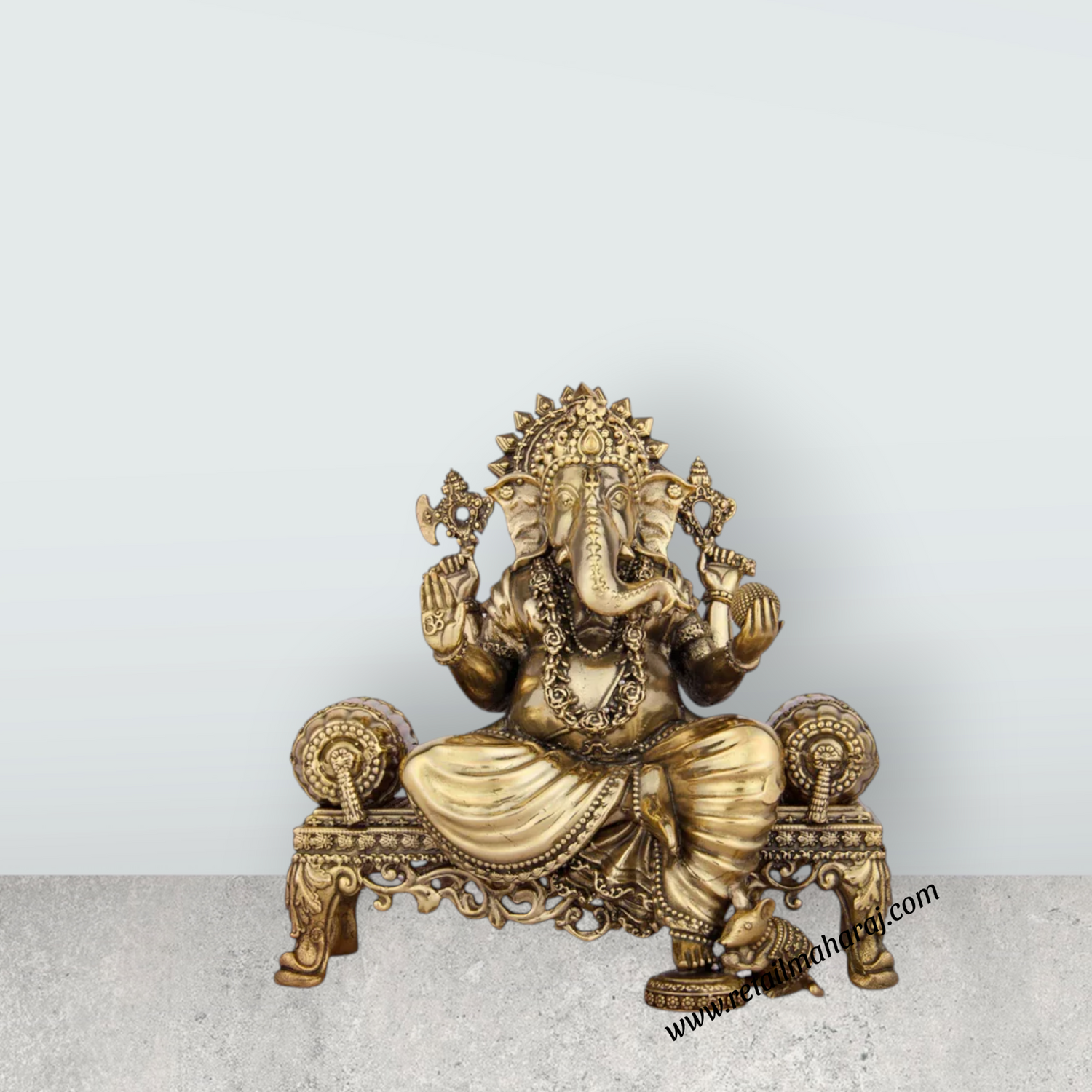 Ganesh Murti - 5.5 x 5.5 Inches | Brass Idol/ Vinayaka Idol for Pooja/ 875 Gms Approx
