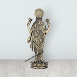 Laxmi Statue – Lakshmi Standing on Lotus Brass Idol for Pooja (6 x 2.5 Inches | Approx. 195 g) - Retail Maharaj