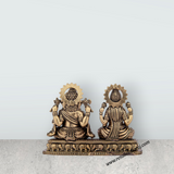 Laxmi Ganesh Murti - 3 x 3.75 Inches | Brass Idol/ Sitting Laxmi Ganesh Statue for Pooja/ 195 Gms Approx - Retail Maharaj