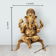 Ganesh Statue Sitting On Chowki - 2.5 x 1.75 Inches | Brass Vinayaka Idol / Ganesh Idol for Pooja/ 65 Gms Approx - Retail Maharaj